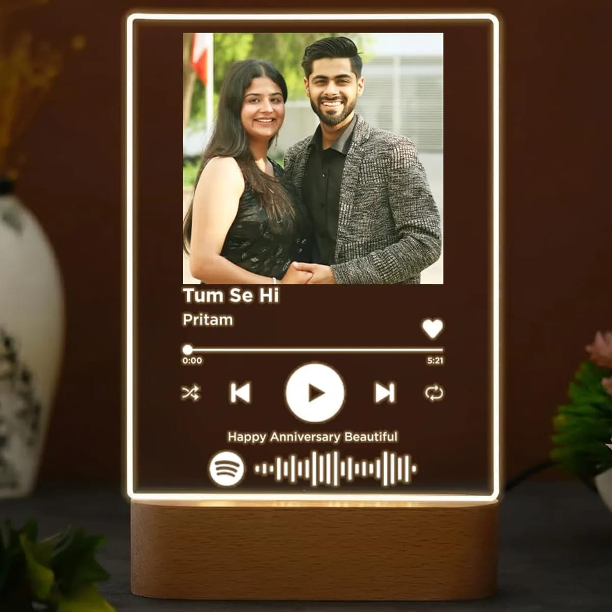 Custom Spotify Acrylic LED Lamp with Photo & Song | Personalized Music Plaque Night Light Gift