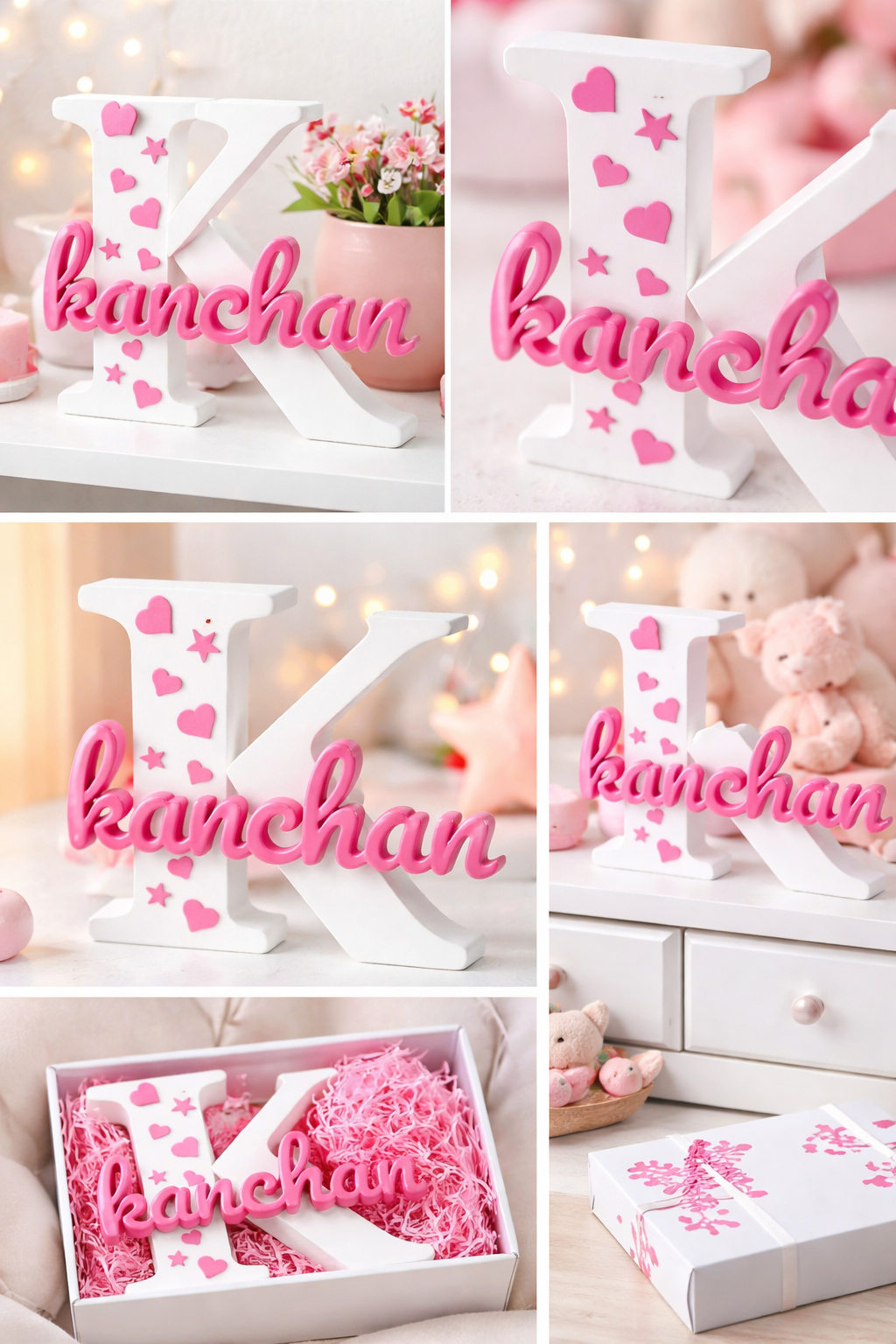 Custom 3D Name Letter Decor with Heart Design | Personalized  Name Sign for Room & Gifts