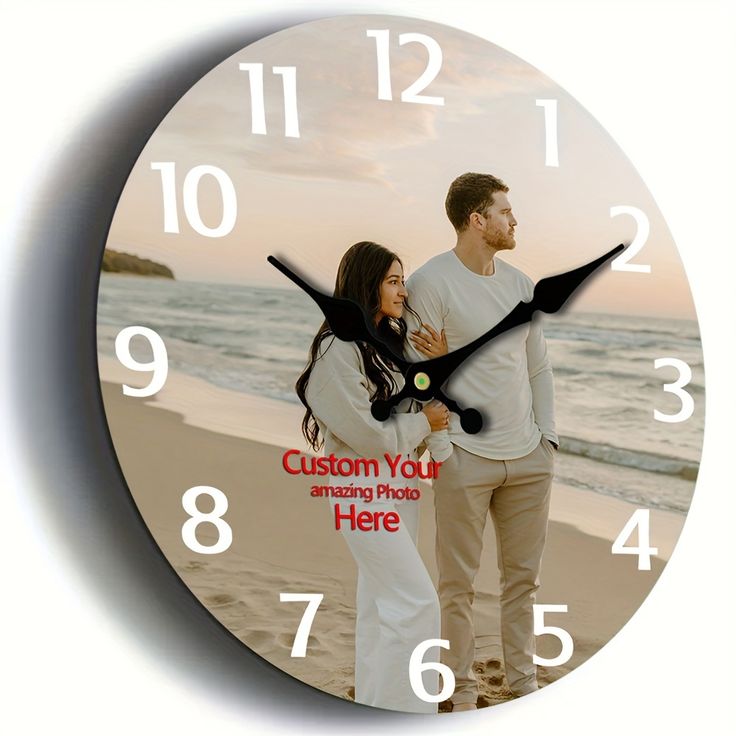 Custom Photo Wall Clock – Personalized Romantic Couple Picture Clock for Home Déco
