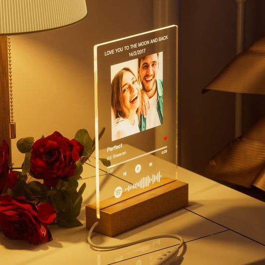Custom Spotify Acrylic LED Lamp with Photo & Song | Personalized Music Plaque Night Light Gift